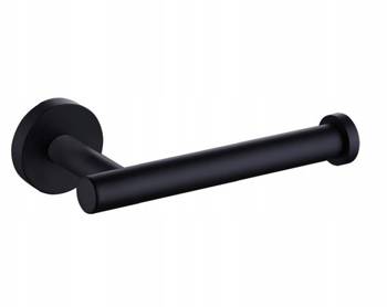 Black lacquered toilet paper holder mounted on L-tube pins