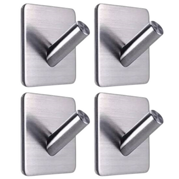 Brushed silver self-adhesive hanger V-tube 4 pcs.