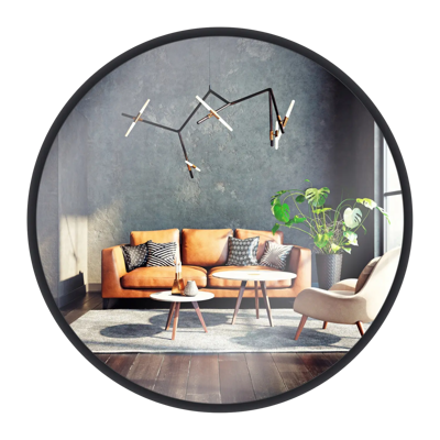 Round mirror LOFT in a black frame 53cm (size 53-93cm)