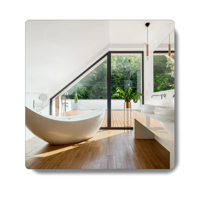 Square mirror rounded with C-edge 100 x 100cm