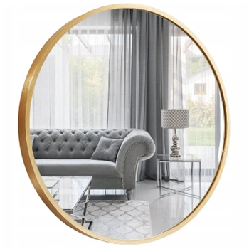 Round mirror in a gold frame 100cm