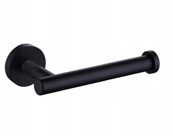 Black lacquered toilet paper holder mounted on L-tube pins