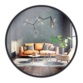 Round mirror LOFT in a black frame 73cm (size 53-93cm)